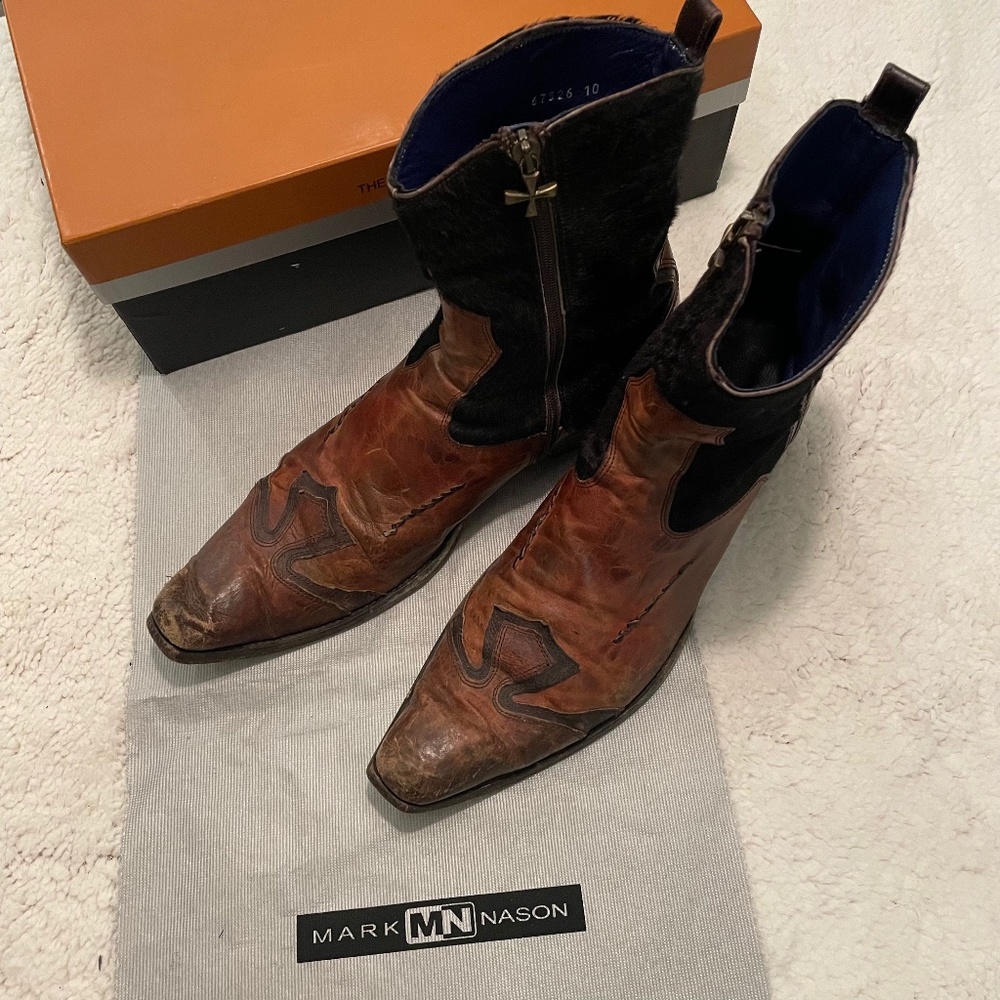 MARK NASON Leather/Calf Hair boots 10.5